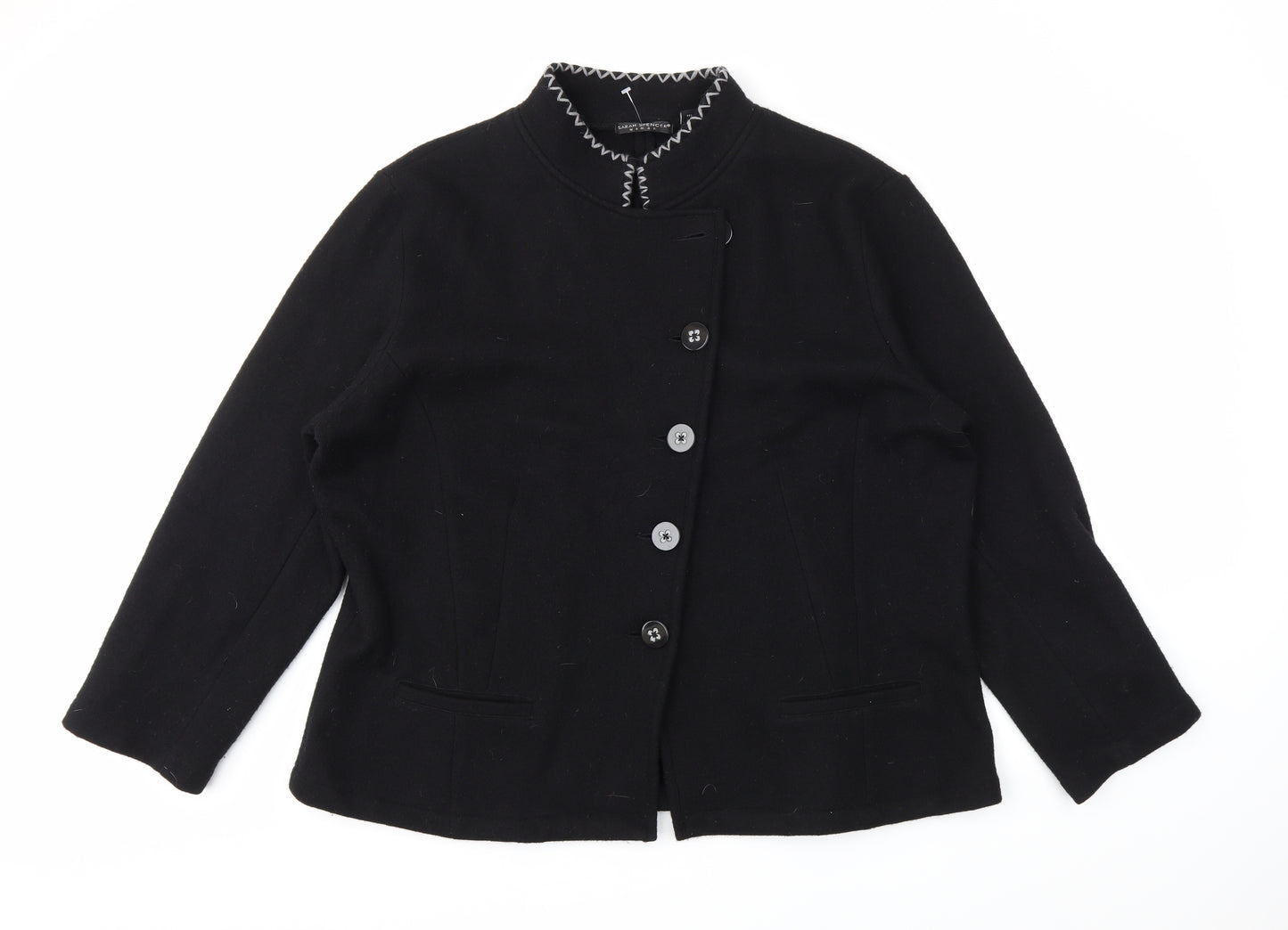 Sarah Spencer Womens Black   Pea Coat Coat Size 3XL