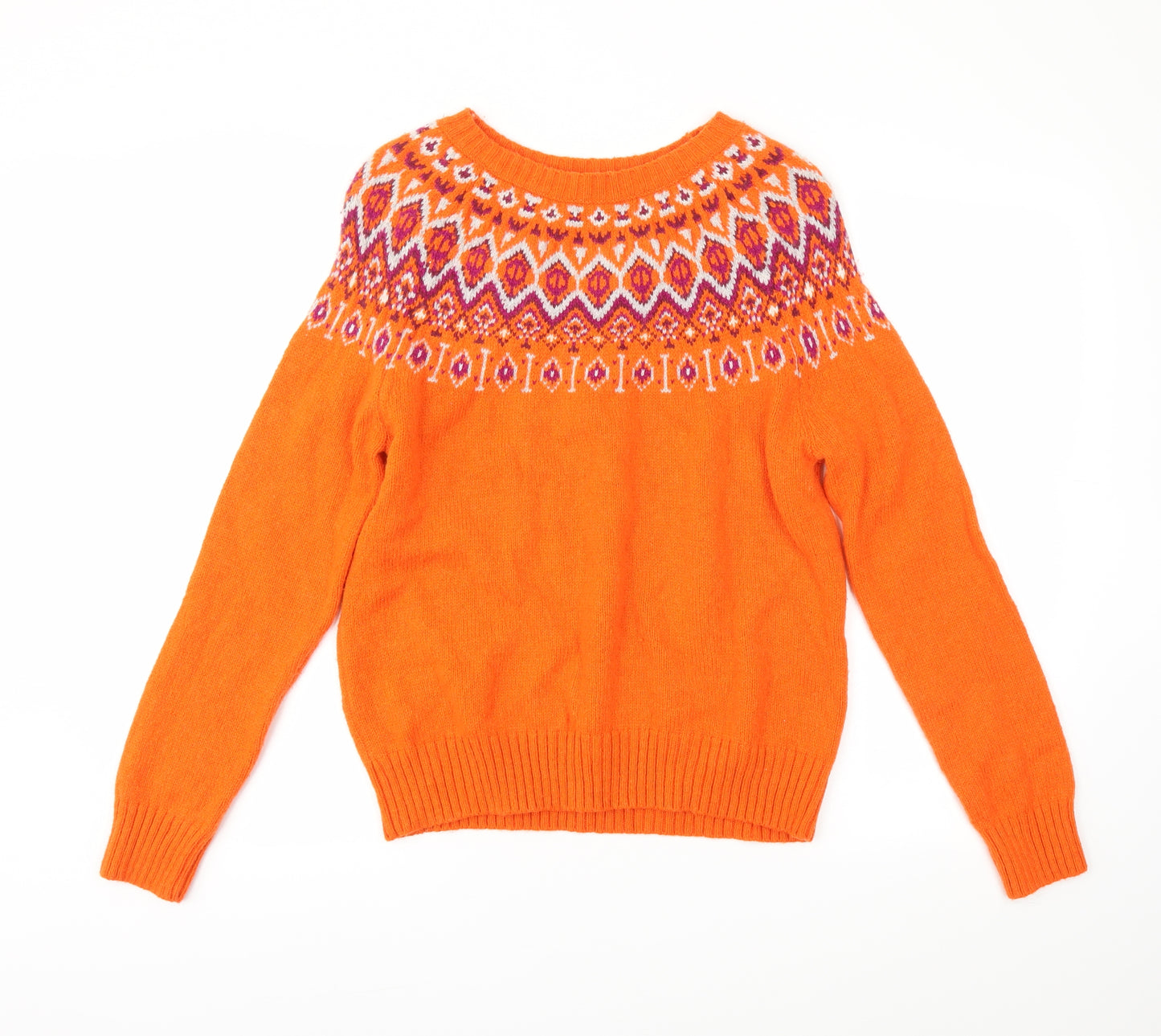 Laura Ashley Womens Orange Fair Isle  Pullover Jumper Size 14