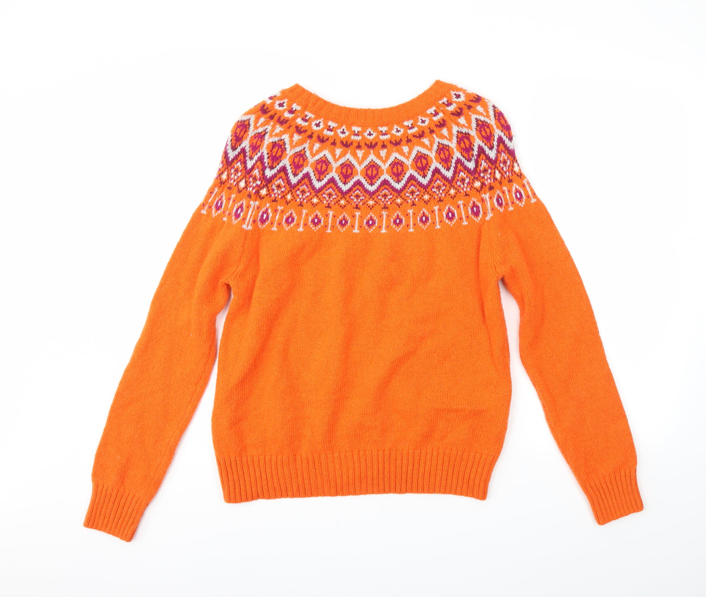 Laura Ashley Womens Orange Fair Isle  Pullover Jumper Size 14