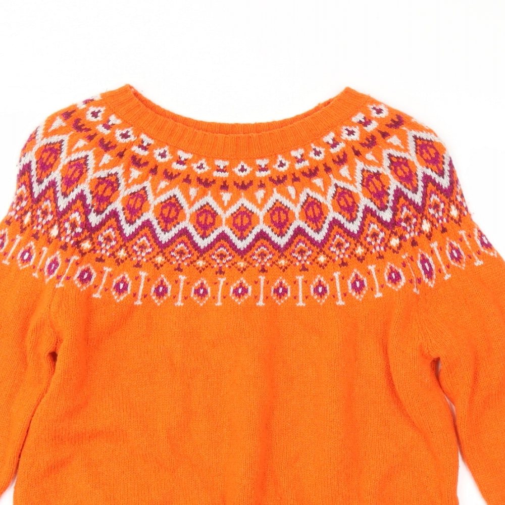 Laura Ashley Womens Orange Fair Isle  Pullover Jumper Size 14