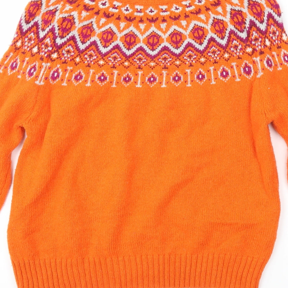 Laura Ashley Womens Orange Fair Isle  Pullover Jumper Size 14
