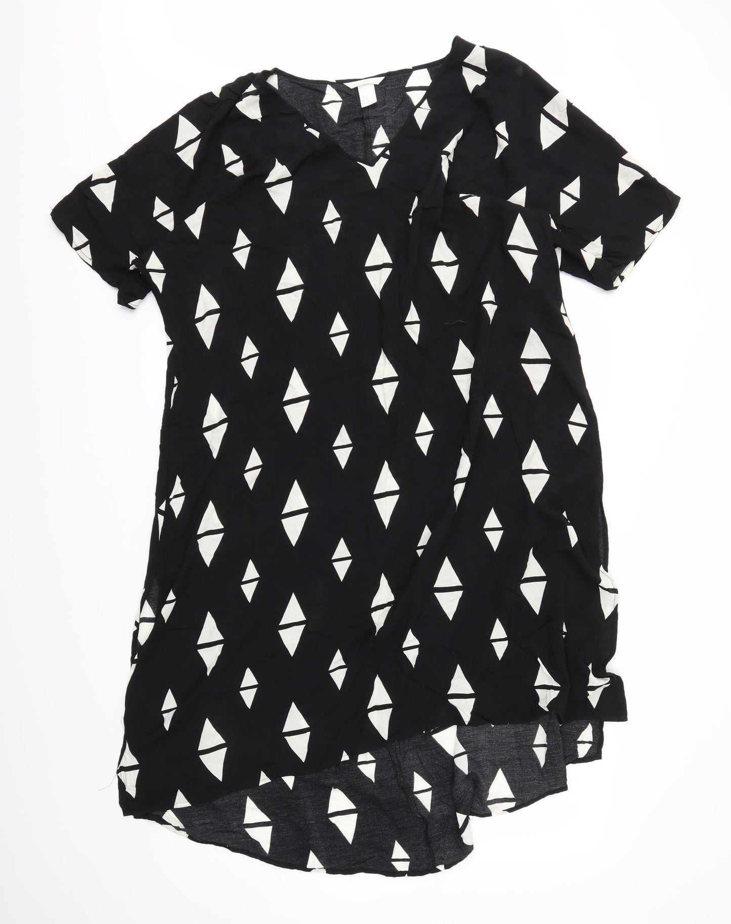 H&M Womens Black Geometric  Basic Blouse Size 14