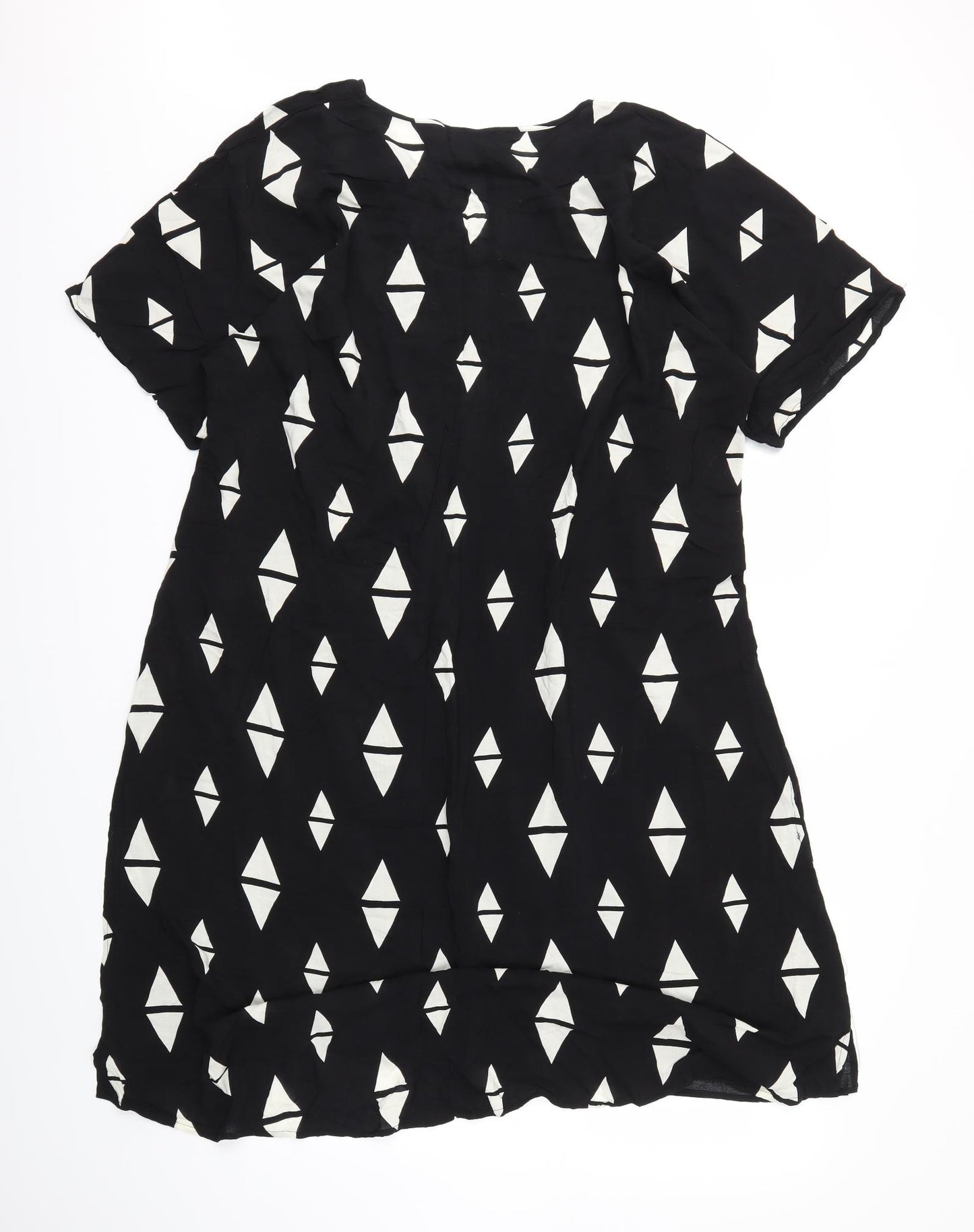 H&M Womens Black Geometric  Basic Blouse Size 14