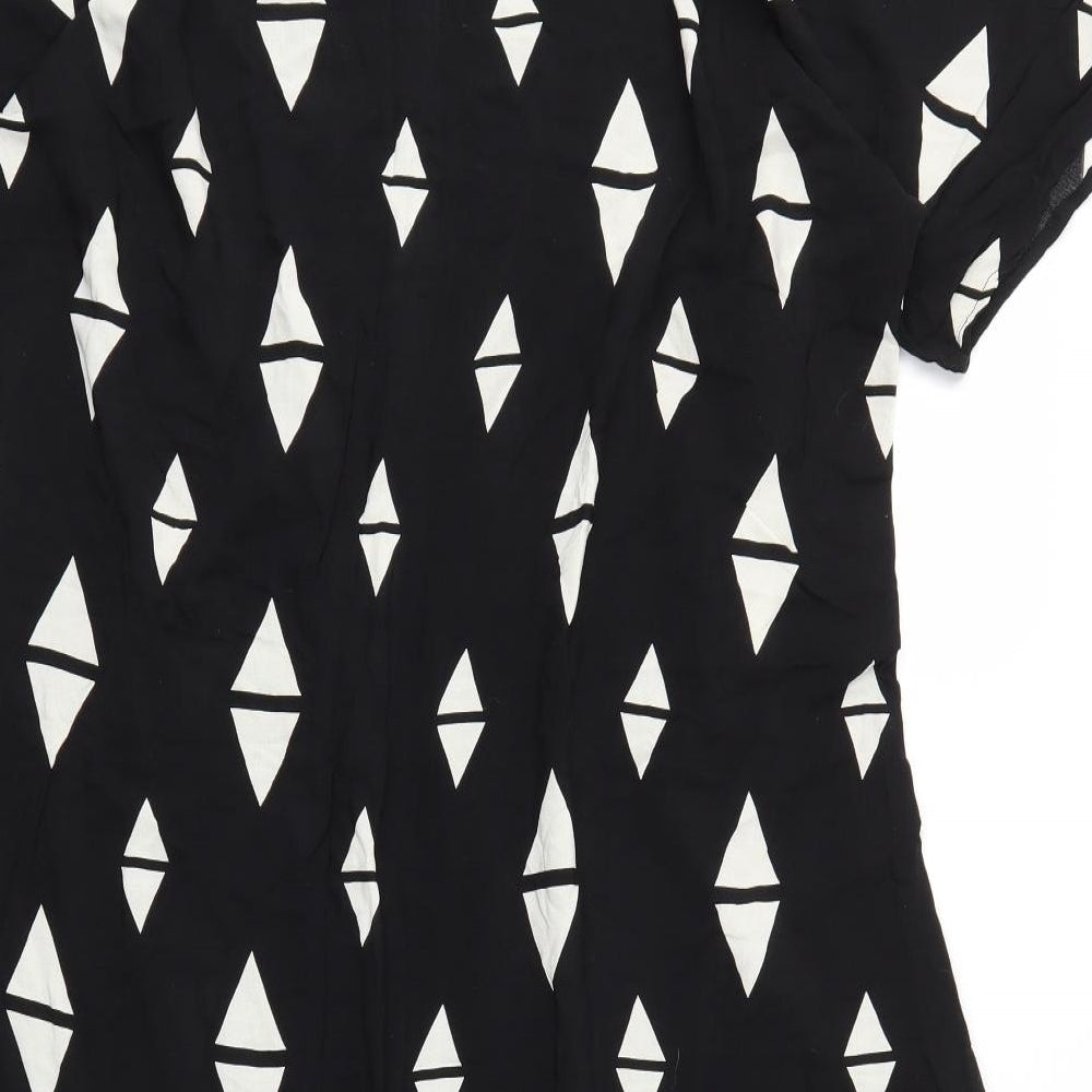 H&M Womens Black Geometric  Basic Blouse Size 14