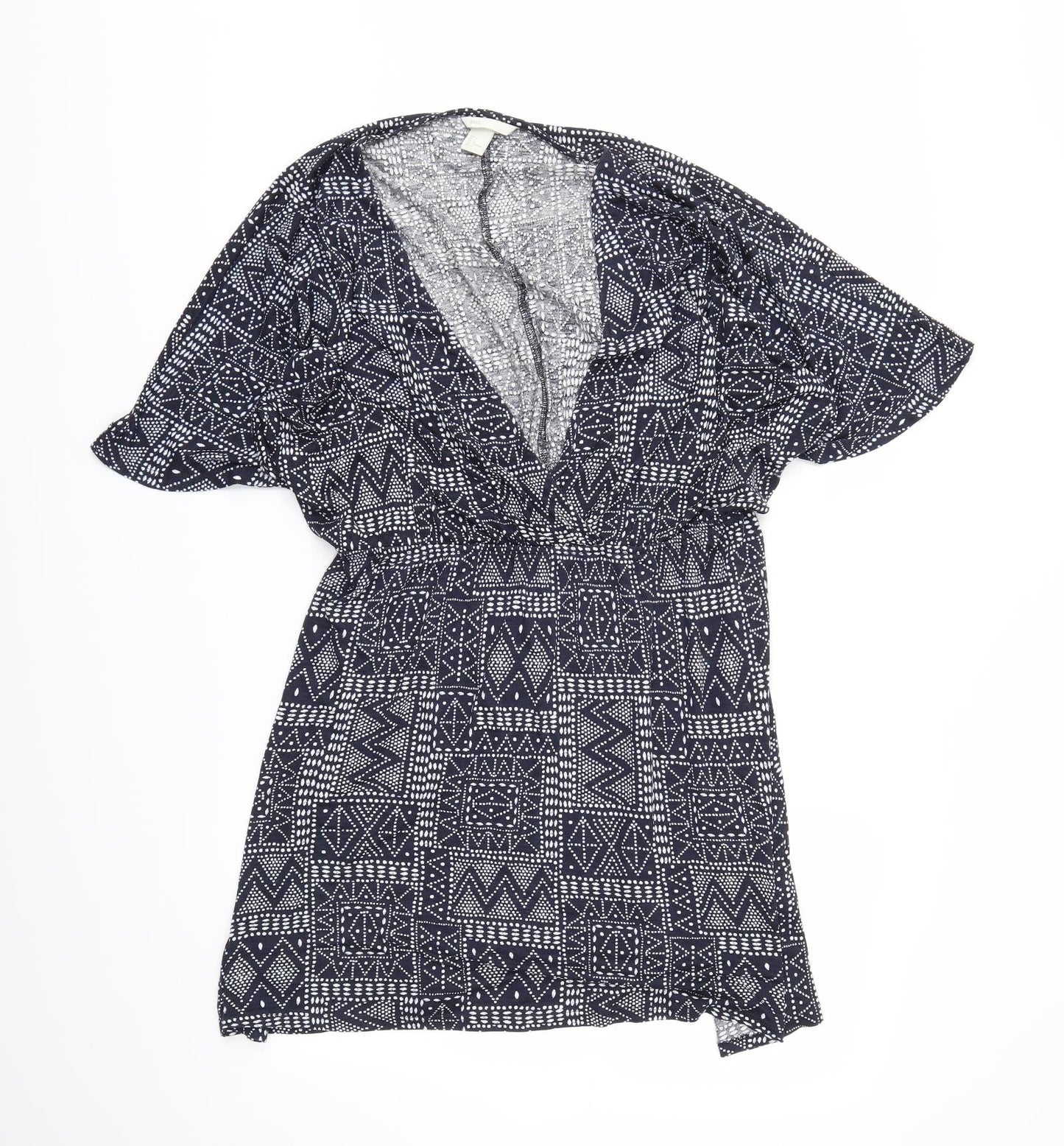 H&M Womens Blue Geometric  Wrap Dress  Size L