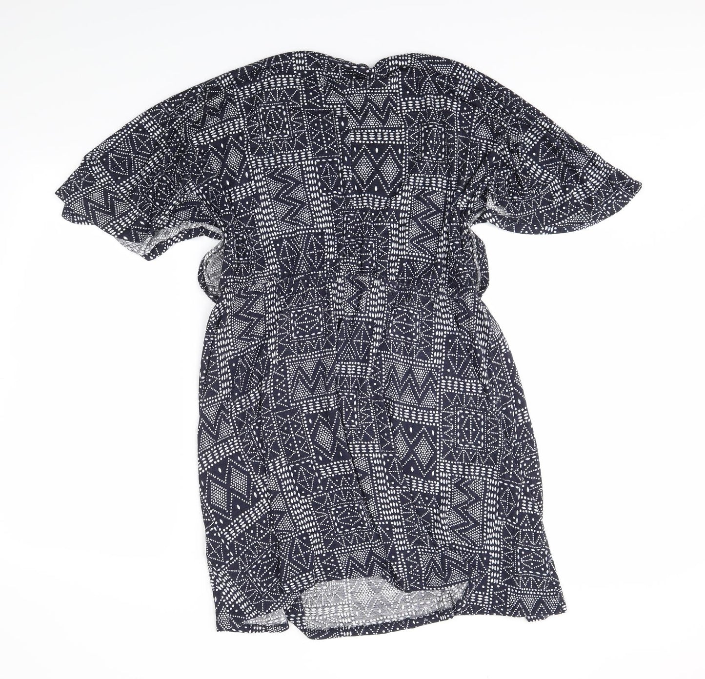 H&M Womens Blue Geometric  Wrap Dress  Size L