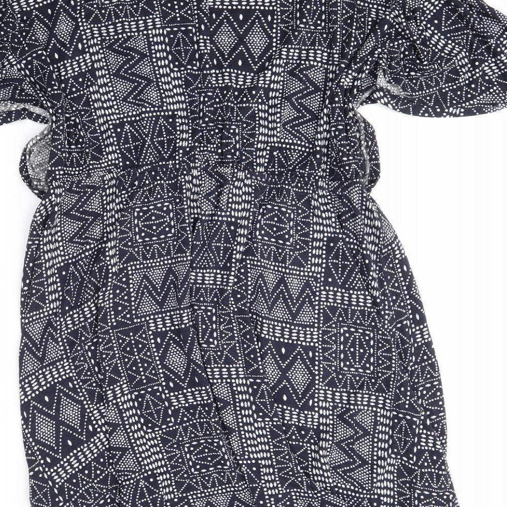 H&M Womens Blue Geometric  Wrap Dress  Size L
