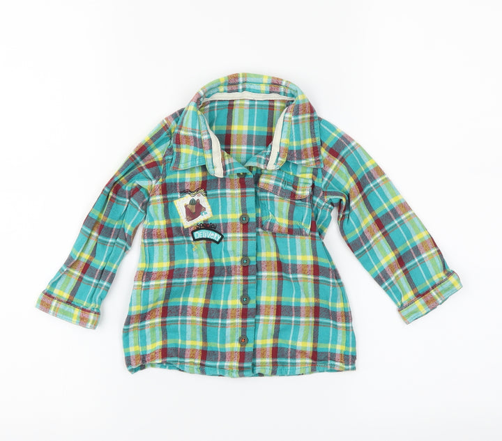 George Boys Green Plaid  Basic Button-Up Size 12-18 Months