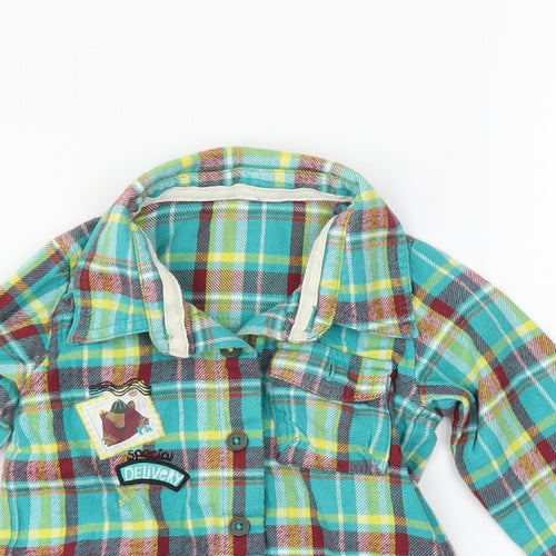 George Boys Green Plaid  Basic Button-Up Size 12-18 Months
