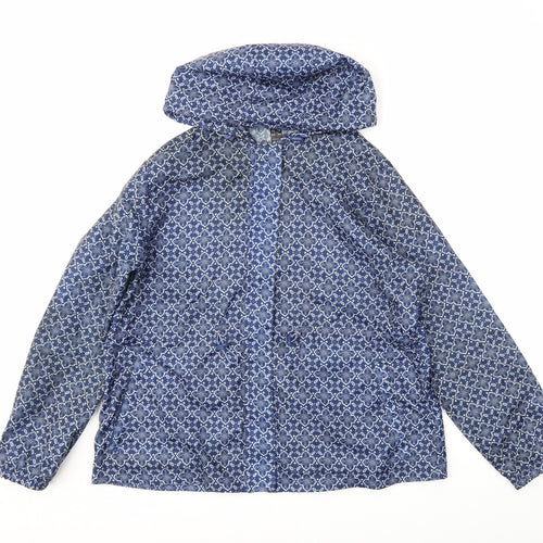 George Womens Blue Geometric  Rain Coat Coat Size 16