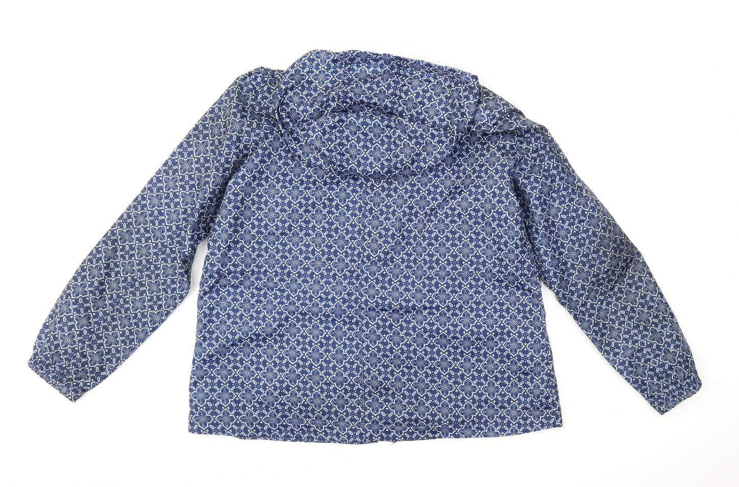 George Womens Blue Geometric  Rain Coat Coat Size 16