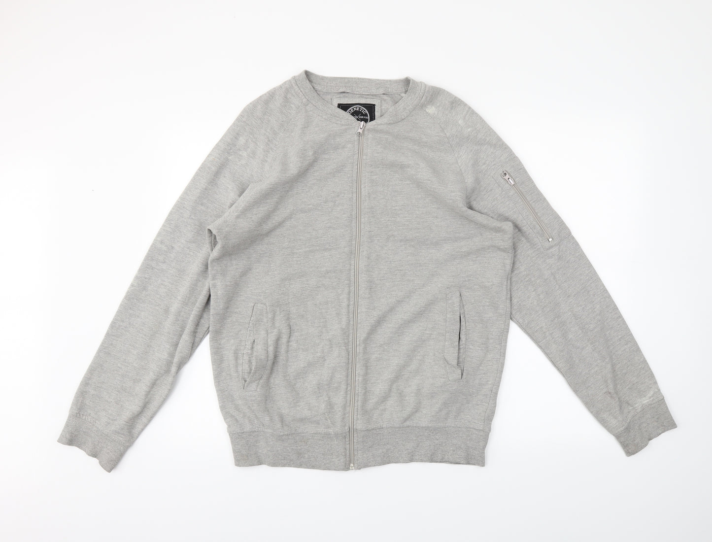 Genetic Apparel Mens Grey   Full Zip Sweatshirt Size L