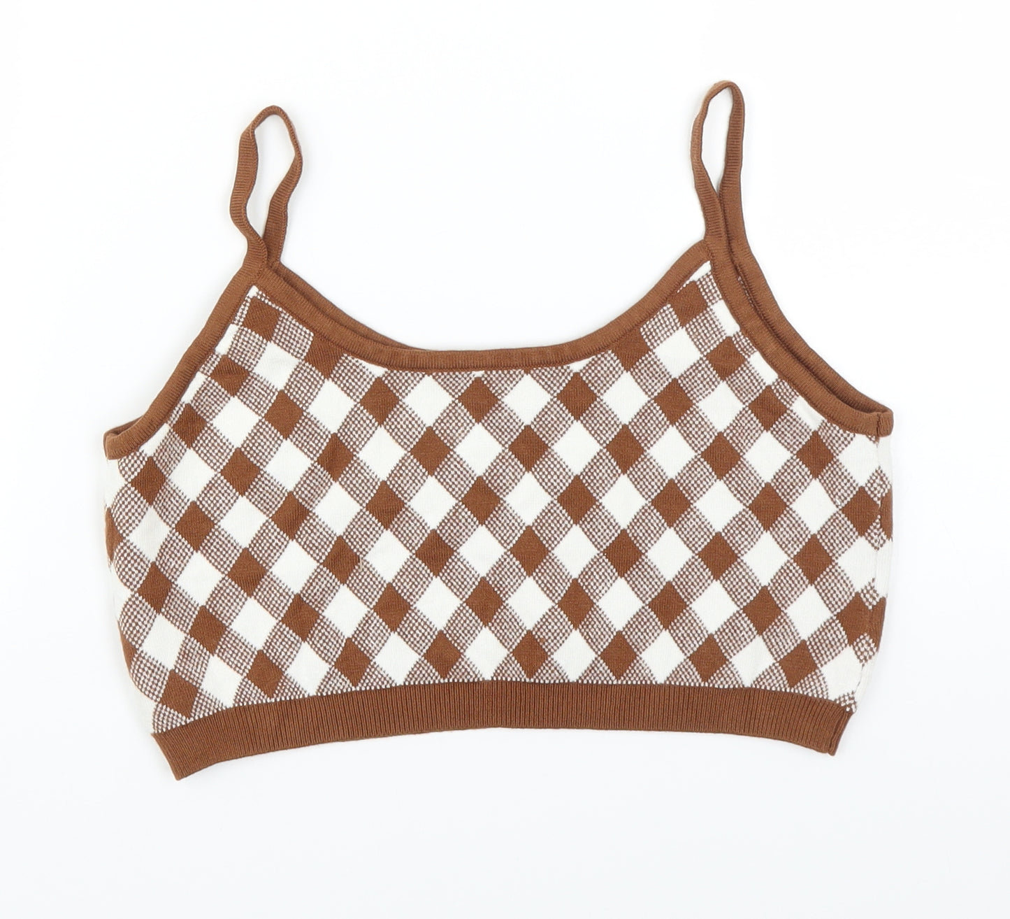 SheIn Girls Clear Argyle/Diamond  Cropped Tank Size 12-13 Years