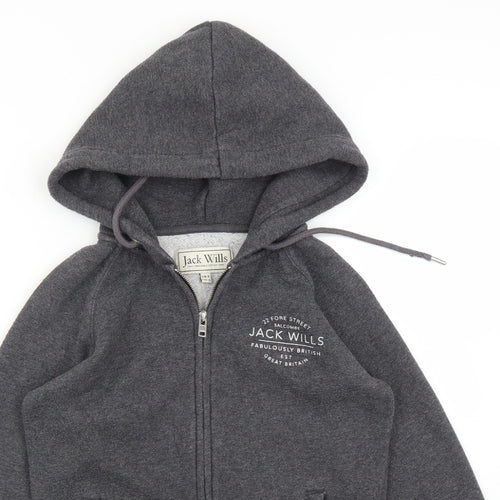Jack Wills Womens Grey   Full Zip Hoodie Size 8