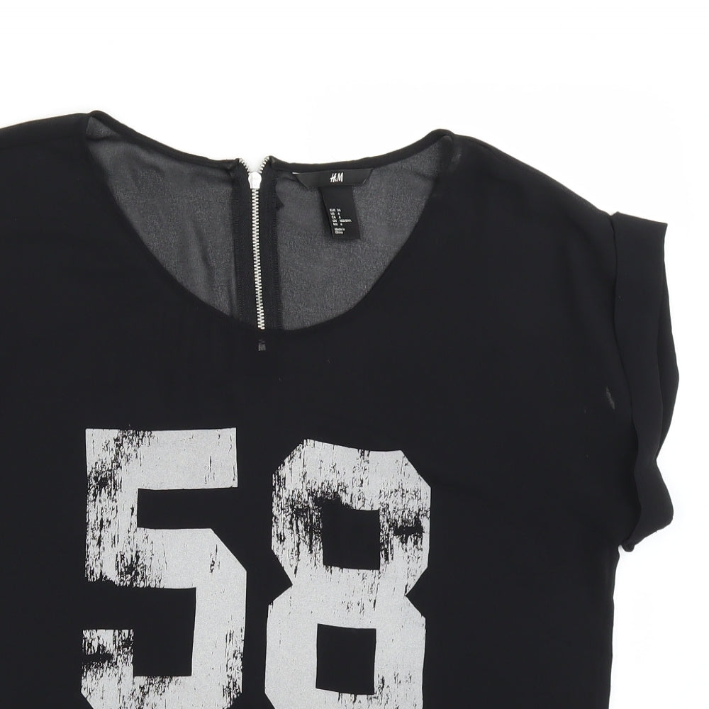 H&M Womens Black   Basic T-Shirt Size 8