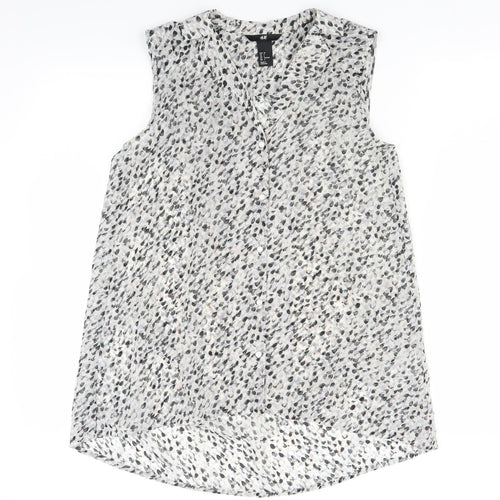 H&M Womens Grey Polka Dot  Basic Button-Up Size 8