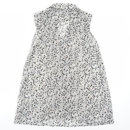 H&M Womens Grey Polka Dot  Basic Button-Up Size 8