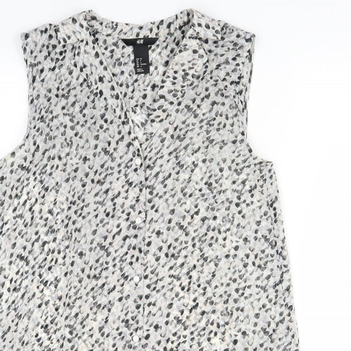 H&M Womens Grey Polka Dot  Basic Button-Up Size 8