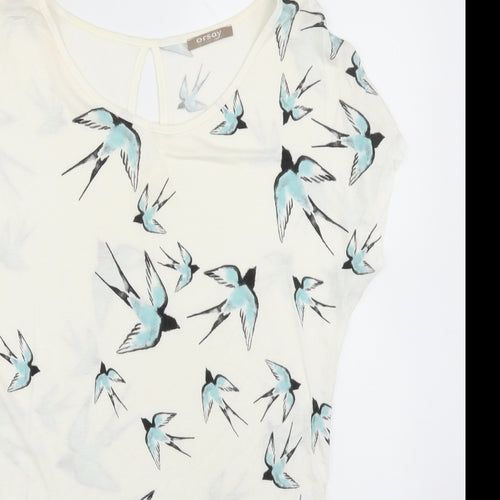 ORSAY Womens White Polka Dot  Basic Blouse Size M  - Birds