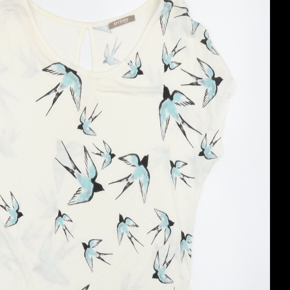 ORSAY Womens White Polka Dot  Basic Blouse Size M  - Birds