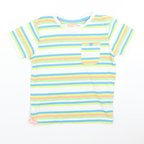 TU Boys White Striped  Basic T-Shirt Size 4-5 Years