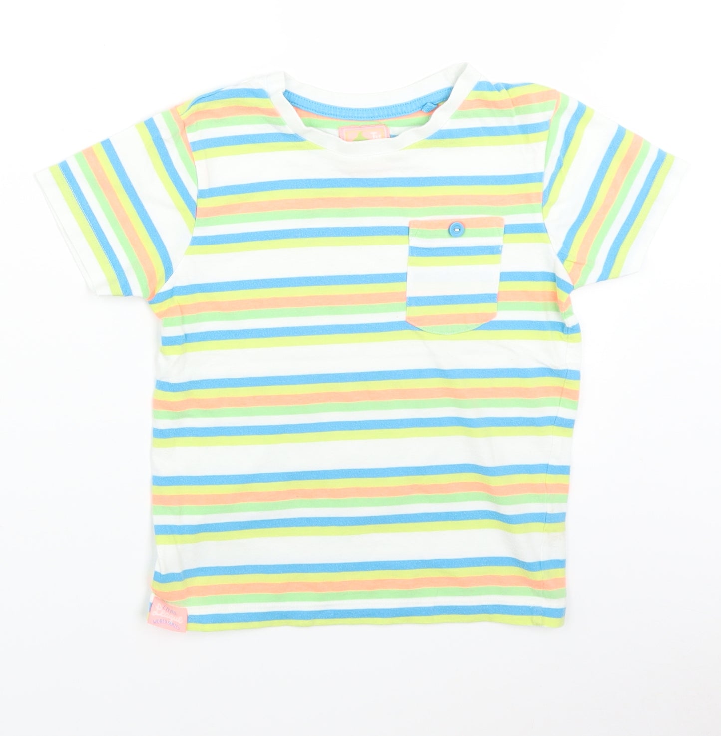 TU Boys White Striped  Basic T-Shirt Size 4-5 Years