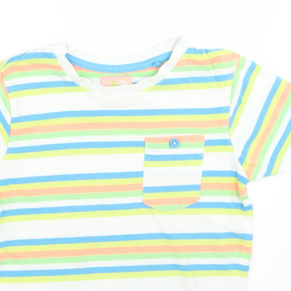 TU Boys White Striped  Basic T-Shirt Size 4-5 Years