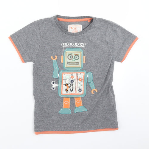 TU Boys Grey   Basic T-Shirt Size 4-5 Years  - Robot