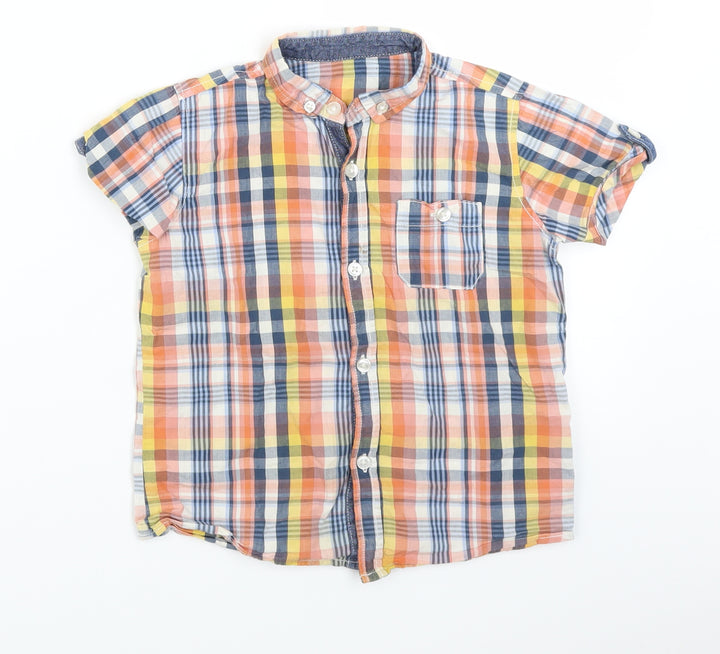 George Boys Orange Plaid Basic Button-Up Size 4-5 Years