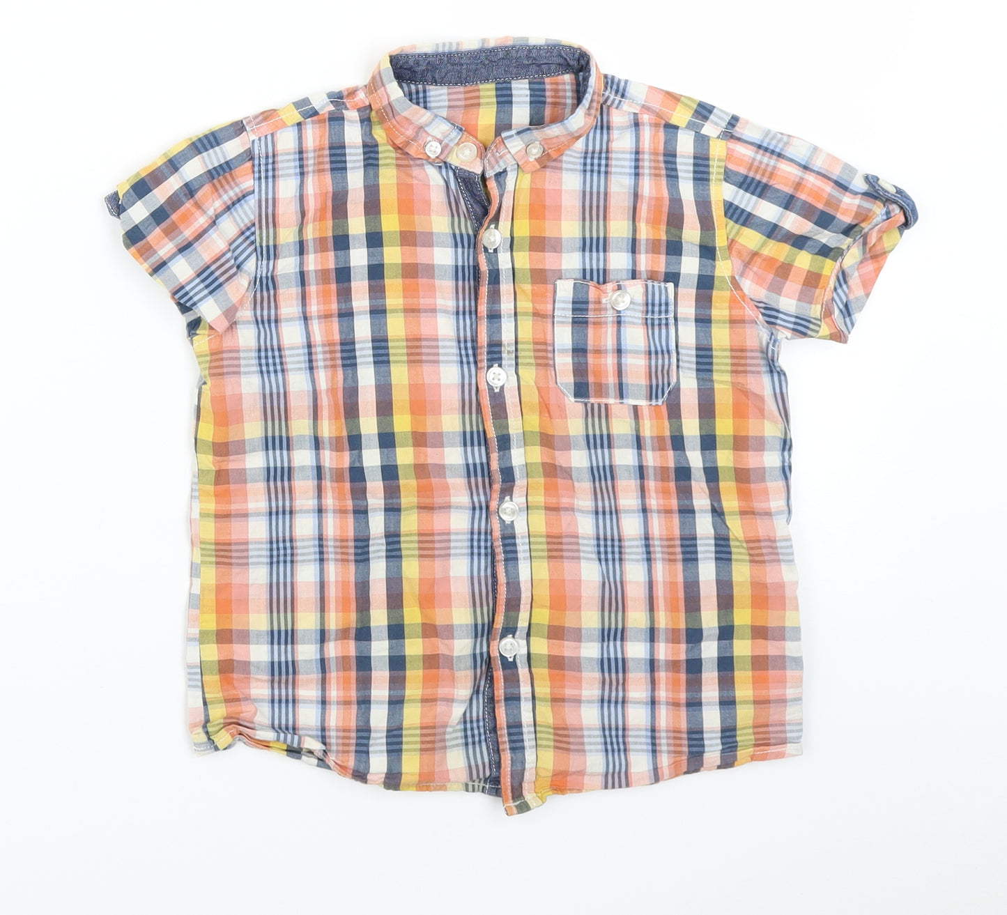George Boys Orange Plaid  Basic Button-Up Size 4-5 Years