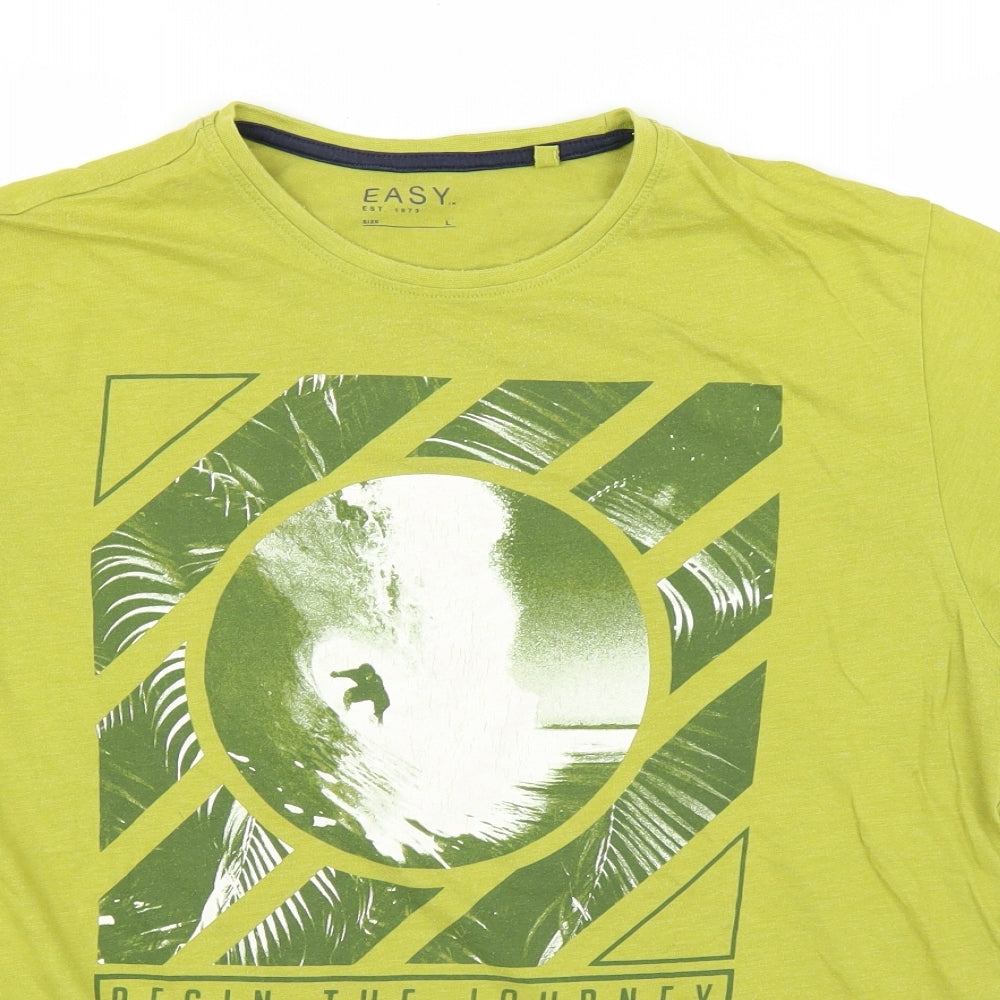 Easy Mens Green    T-Shirt Size L  - surf