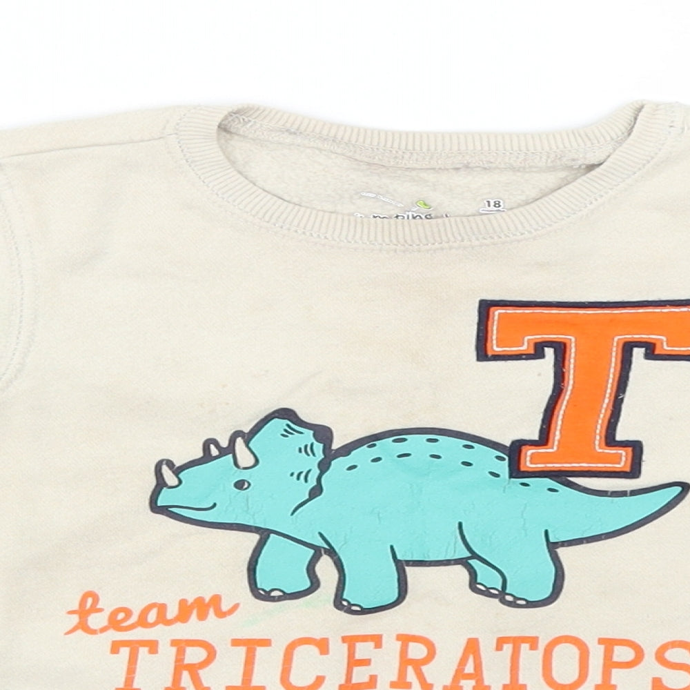 Jumping Beans Baby Beige   Pullover Jumper Size 18-24 Months  - triceratops dinosaur horns