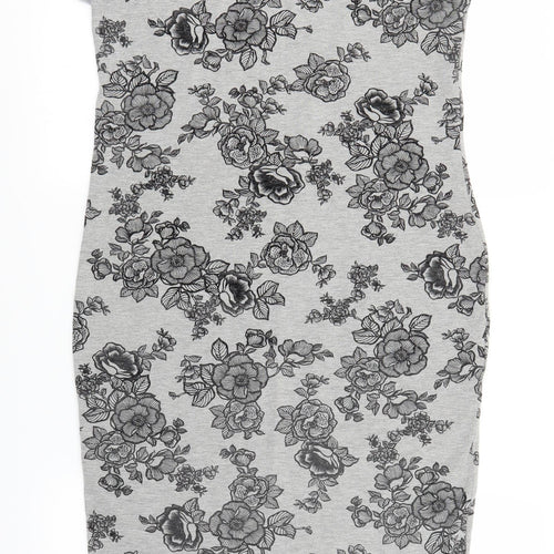 Select Womens Grey Floral  T-Shirt Dress  Size 14