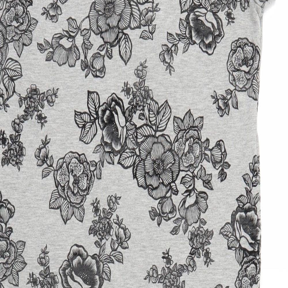 Select Womens Grey Floral  T-Shirt Dress  Size 14