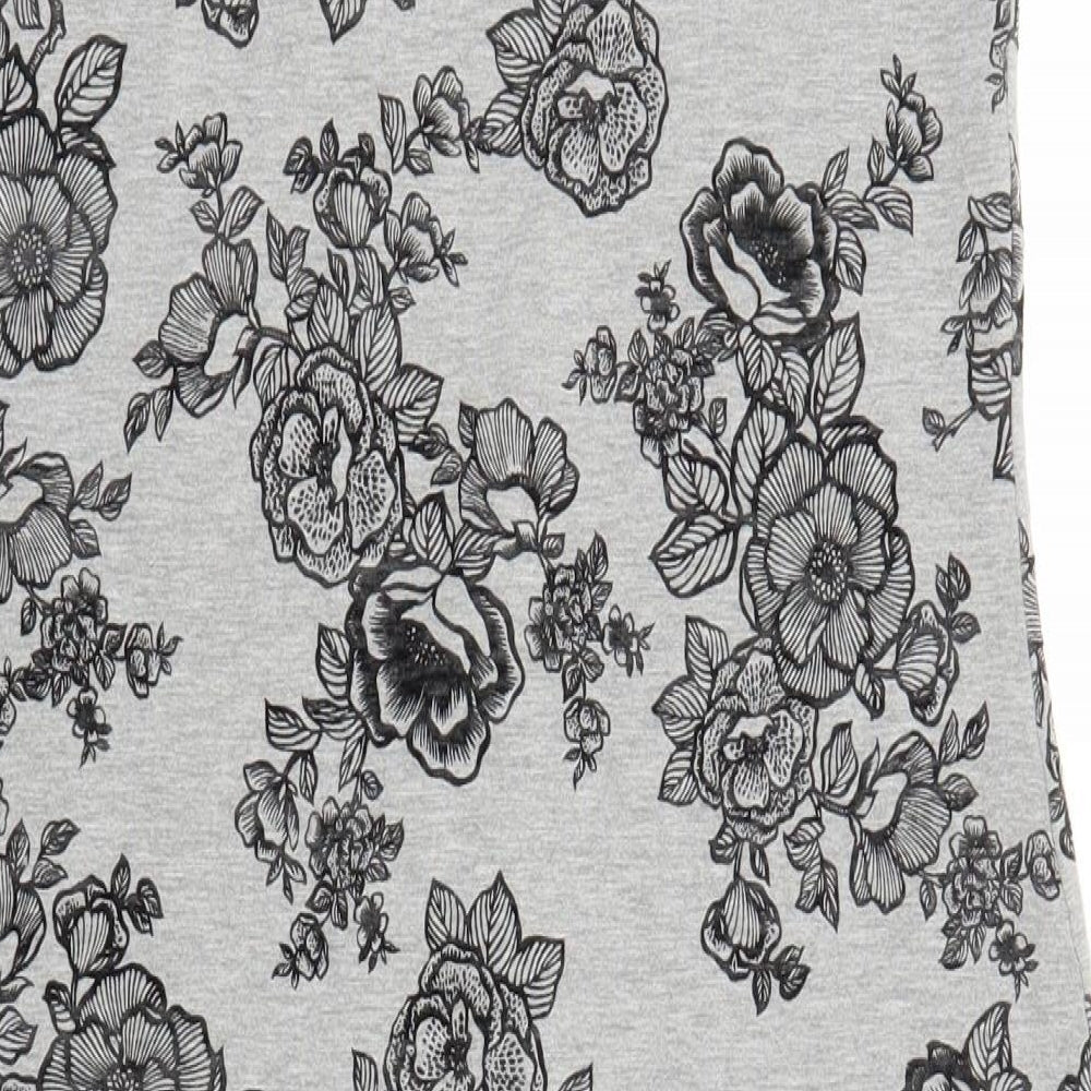 Select Womens Grey Floral  T-Shirt Dress  Size 14