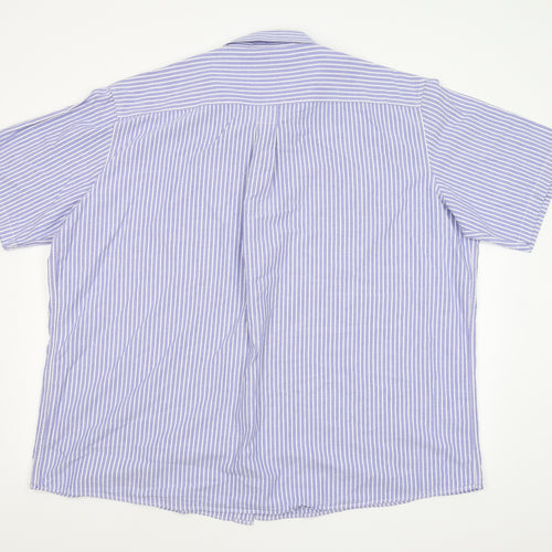 Cotton Traders Womens Blue Striped  Basic Button-Up Size 4XL