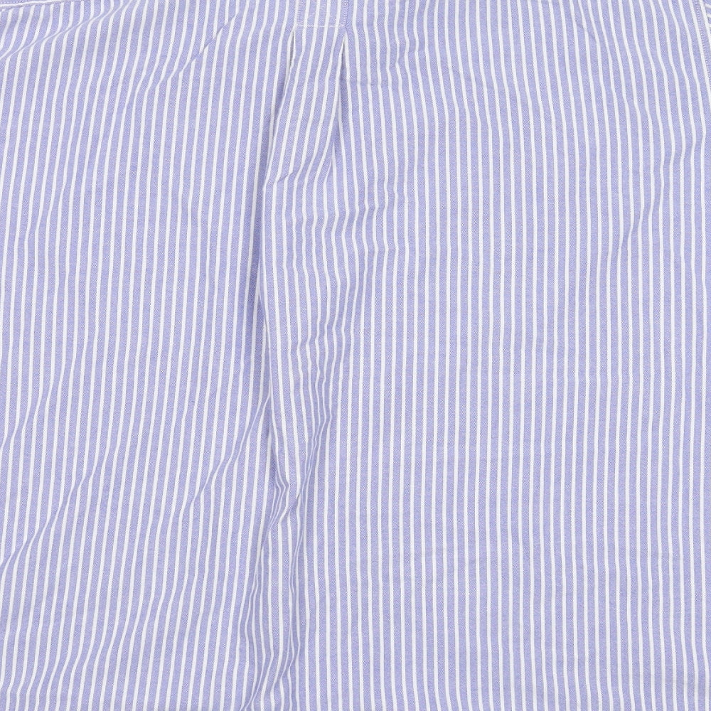 Cotton Traders Womens Blue Striped  Basic Button-Up Size 4XL