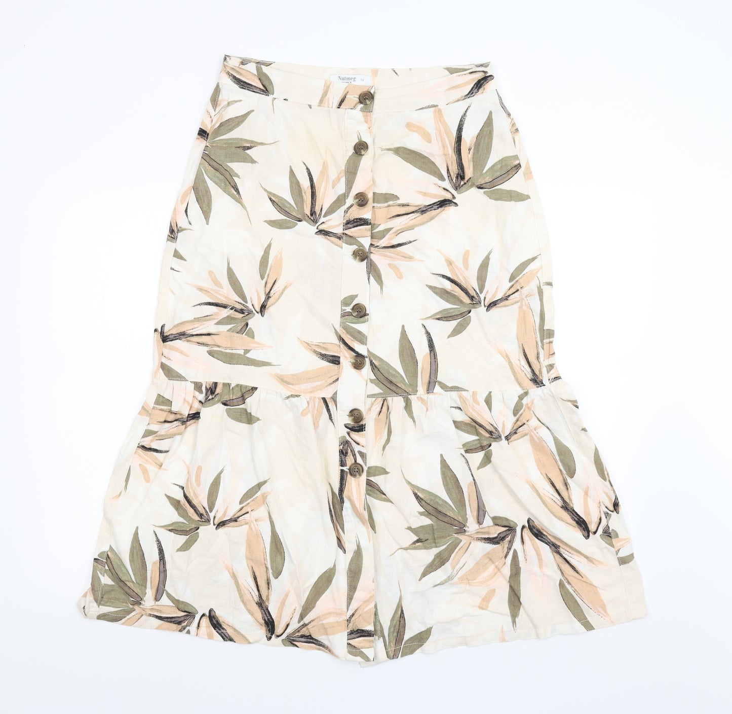 Nutmeg Womens Brown Floral  A-Line Skirt Size 12