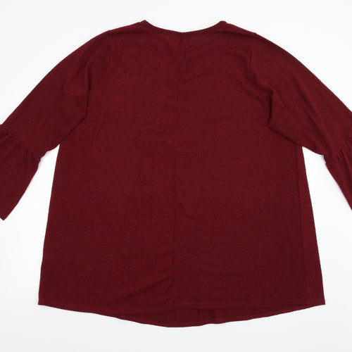 Evans Womens Red  Knit Basic T-Shirt Size 26