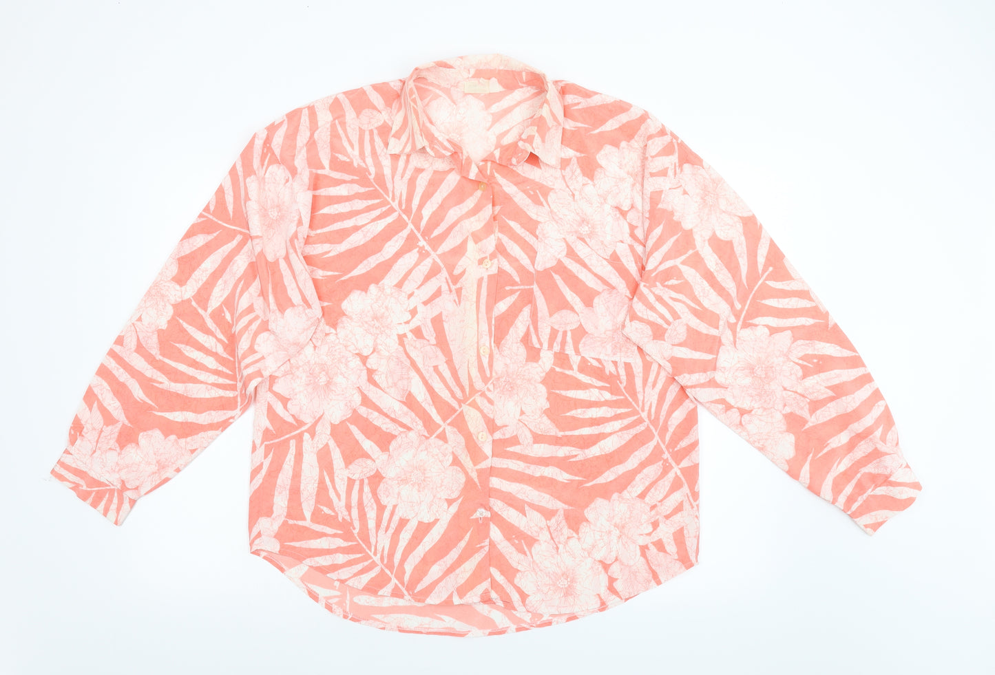 Preworn Womens Pink Floral  Basic Blouse Size 14