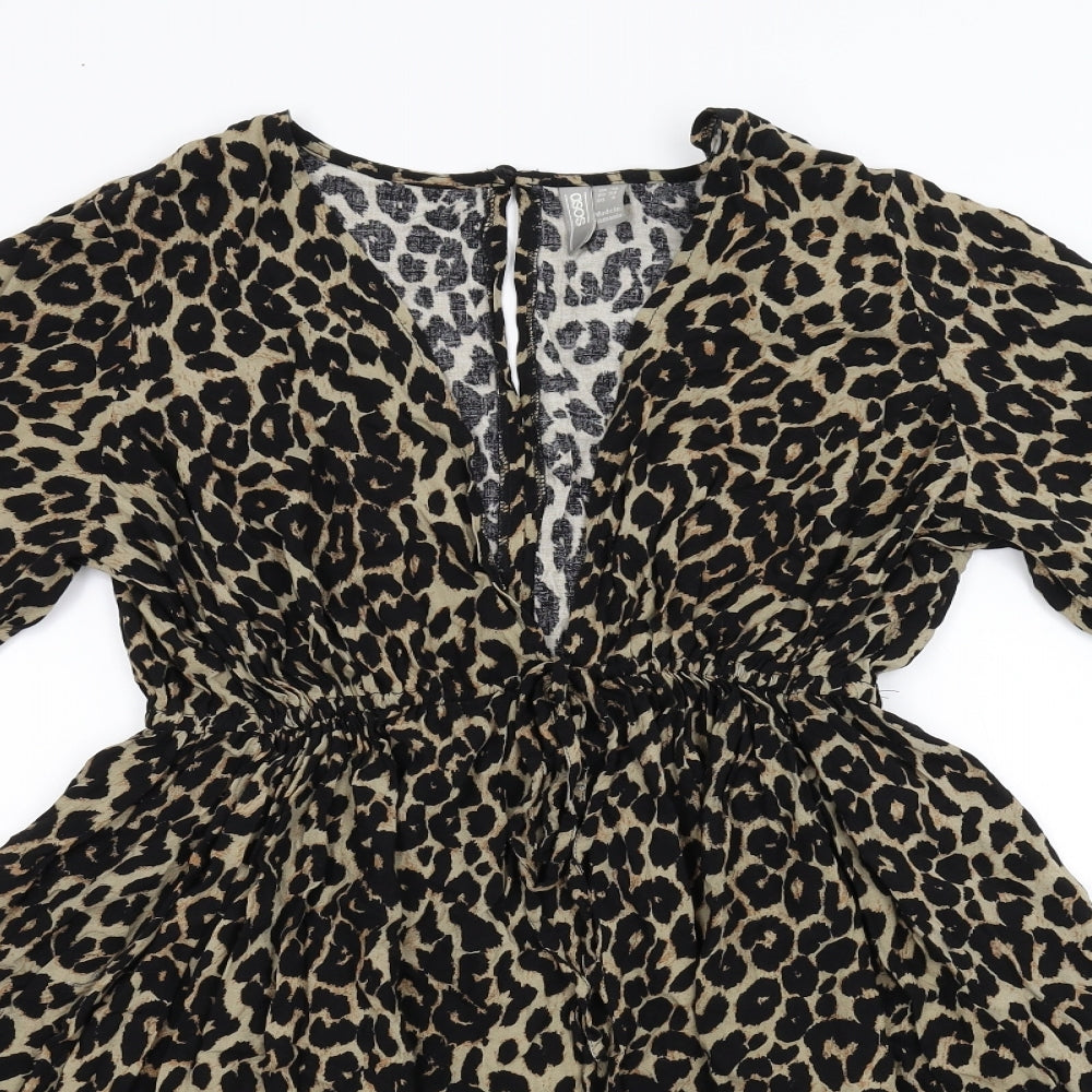 ASOS Womens Multicoloured Animal Print  Playsuit One-Piece Size 10
