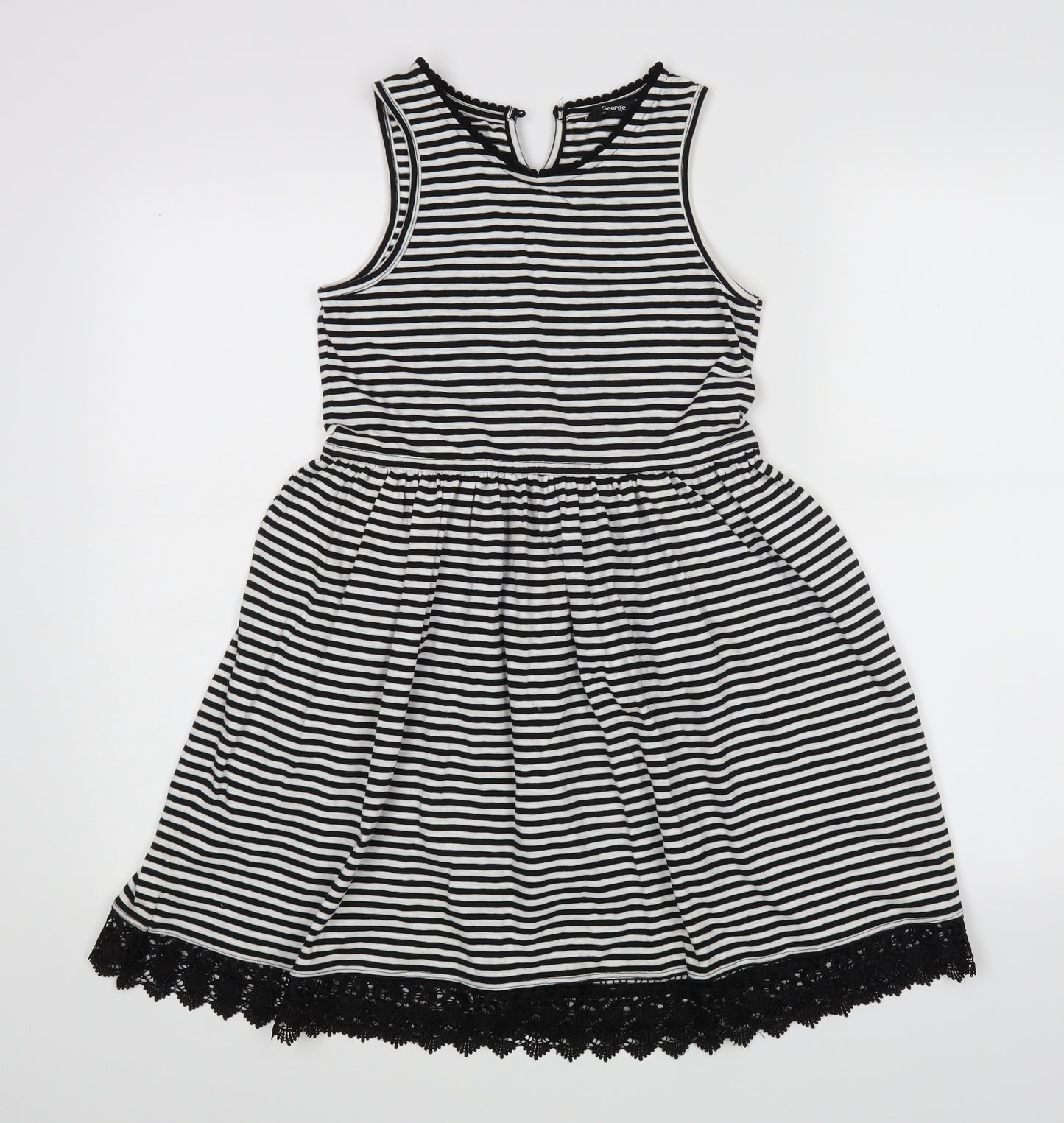 George Girls White Striped  A-Line  Size 10-11 Years