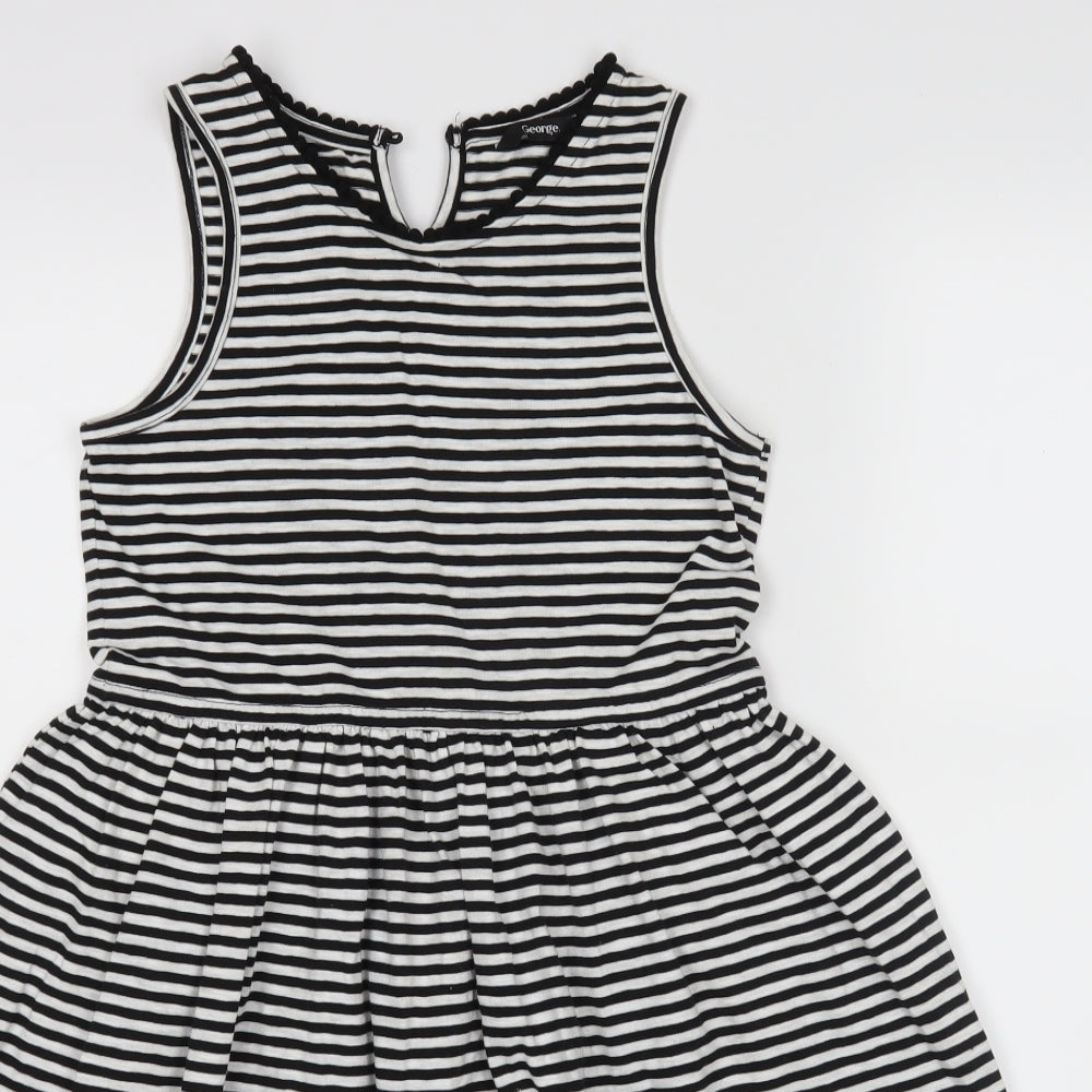 George Girls White Striped  A-Line  Size 10-11 Years