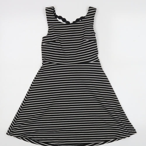 YD Girls Black Striped  A-Line  Size 8-9 Years