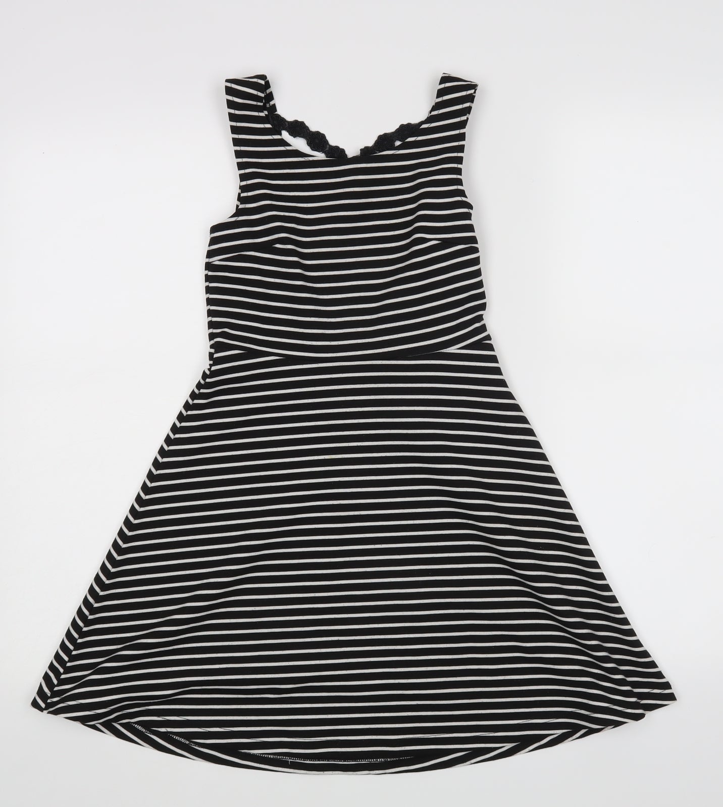 YD Girls Black Striped  A-Line  Size 8-9 Years