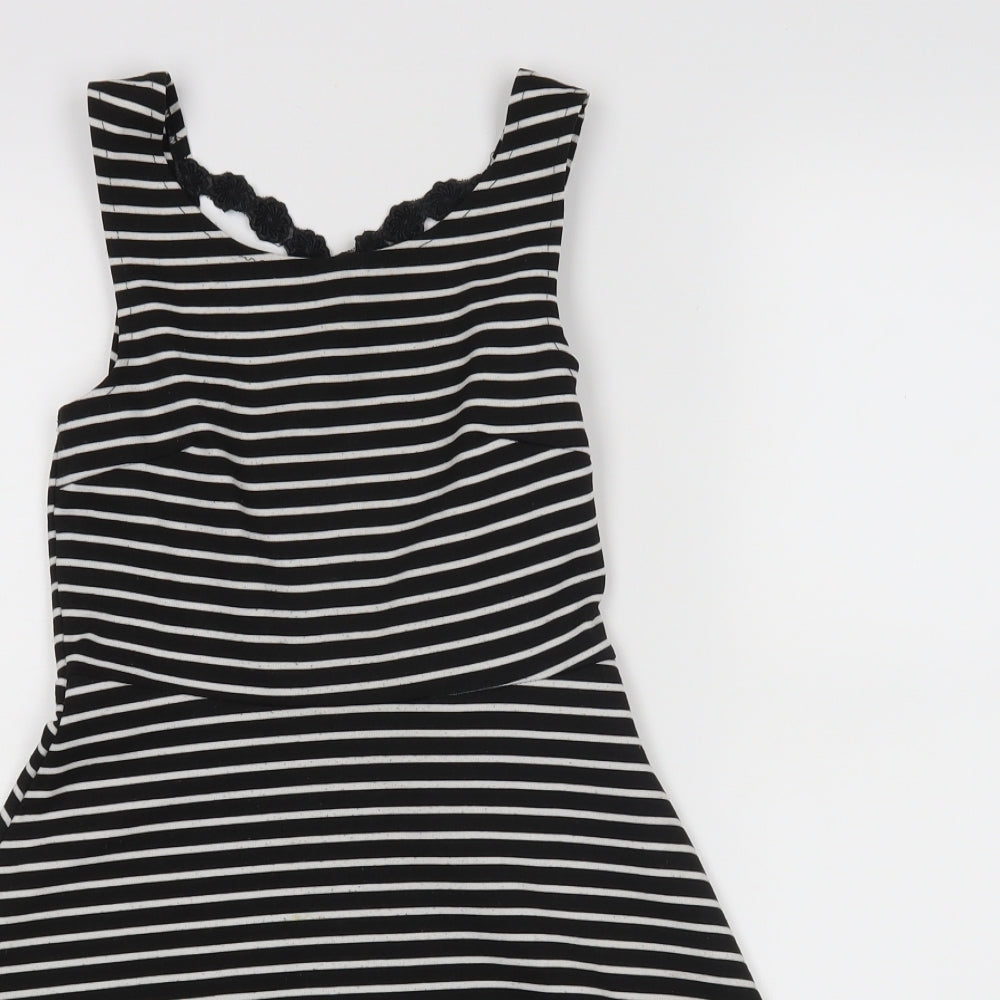 YD Girls Black Striped  A-Line  Size 8-9 Years