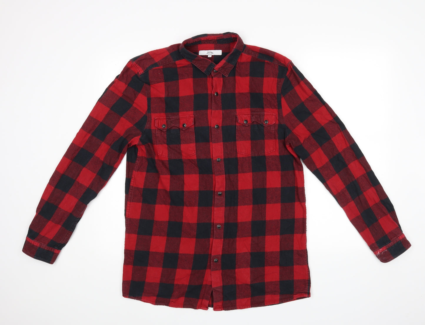 LOOM Mens Red Check   Button-Up Size L