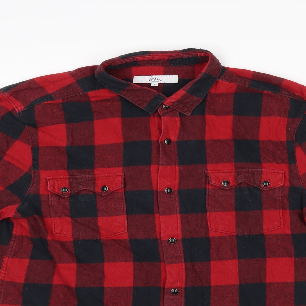 LOOM Mens Red Check   Button-Up Size L