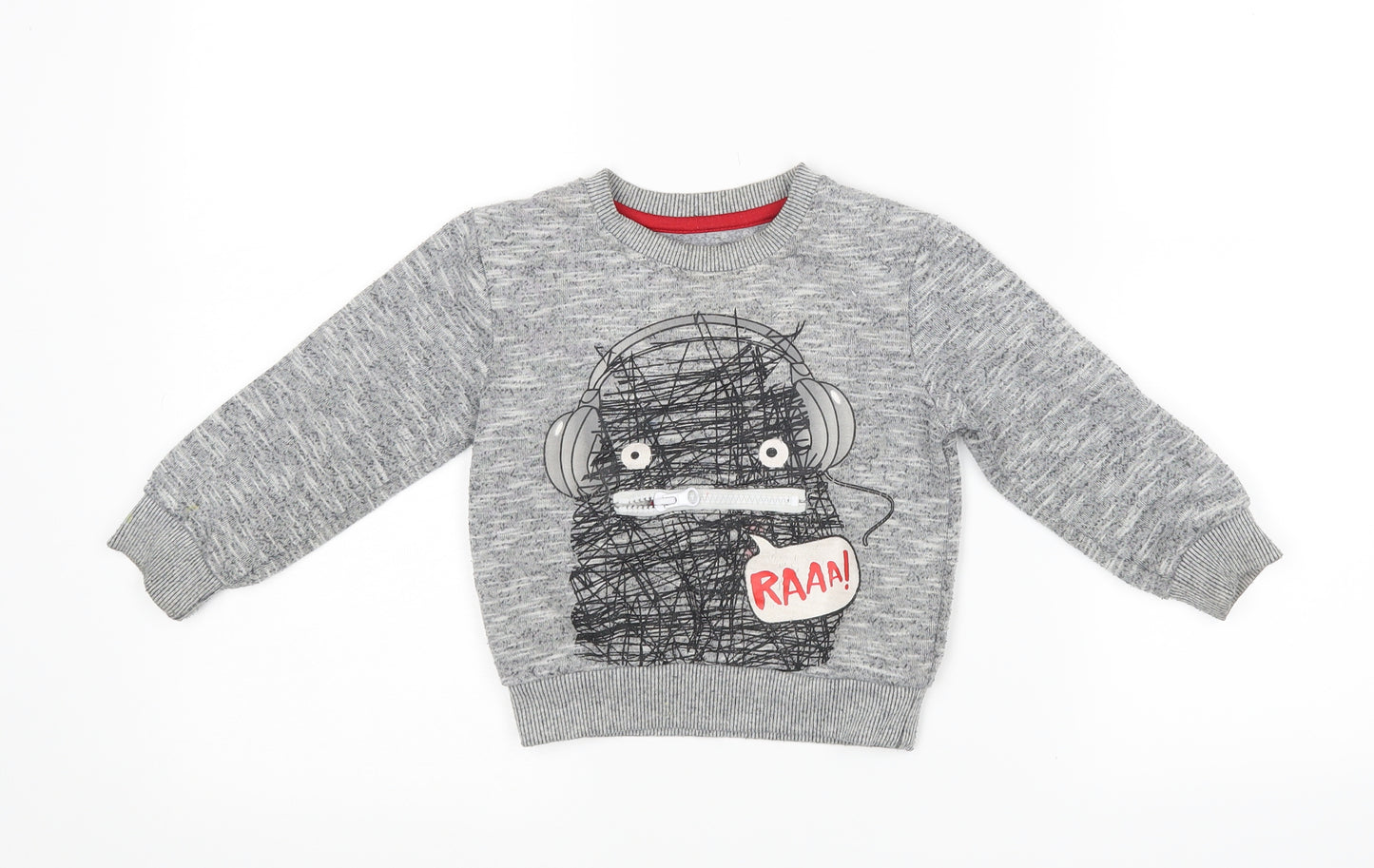 Mini Rebel Baby Grey   Henley Jumper Size 18-24 Months
