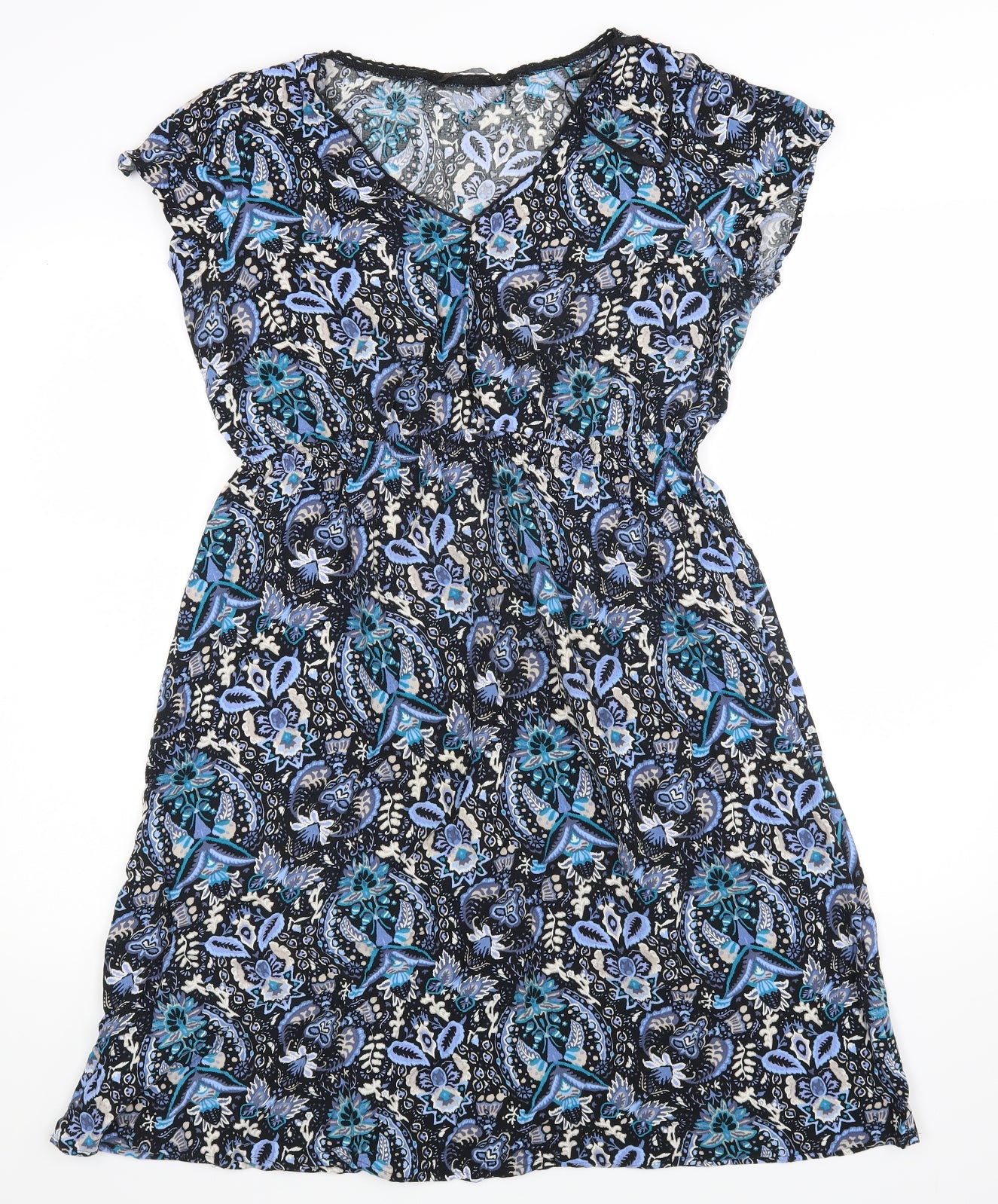BM Collection Womens Blue Floral  A-Line  Size 14